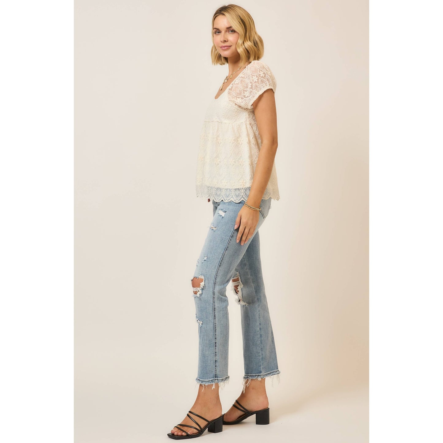 Amara Romantic Lace Babydoll Top