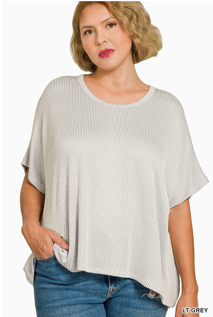 Everyday Ease Ribbed Oversized Top