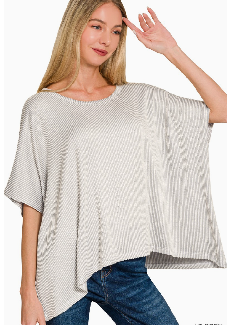 Everyday Ease Ribbed Oversized Top