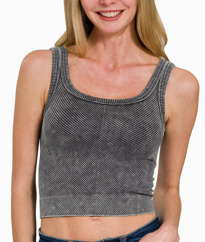 Everyday Layers Stone Wash Ribbed Tank