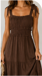 Mocha Moment Tie-Strap Midi Dress