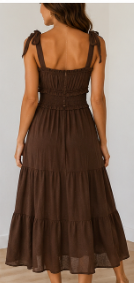 Mocha Moment Tie-Strap Midi Dress