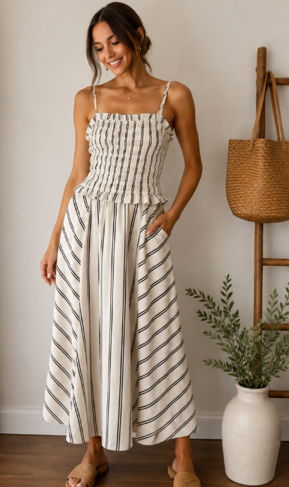 Coastal Charm Smocked Maxi Dress