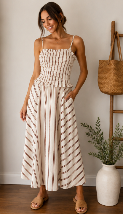 Coastal Charm Smocked Maxi Dress
