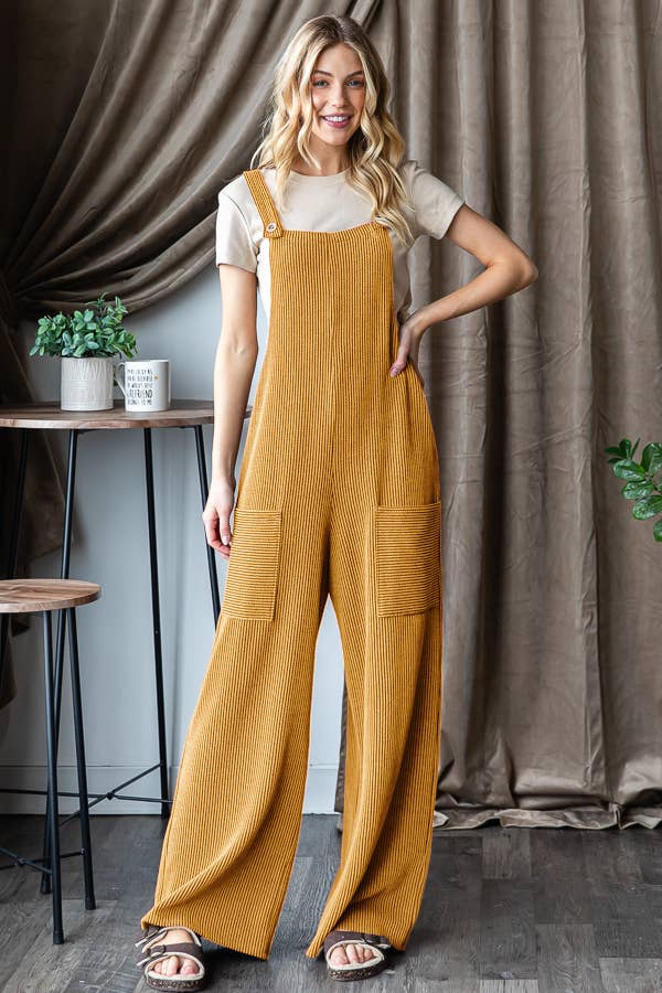 EP6810-10 SLEEVELESS SOLID URBAN RIBBED JUMPSUITS