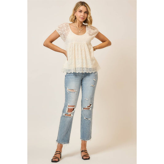 Amara Romantic Lace Babydoll Top