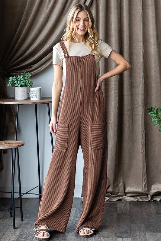 EP6810-10 SLEEVELESS SOLID URBAN RIBBED JUMPSUITS