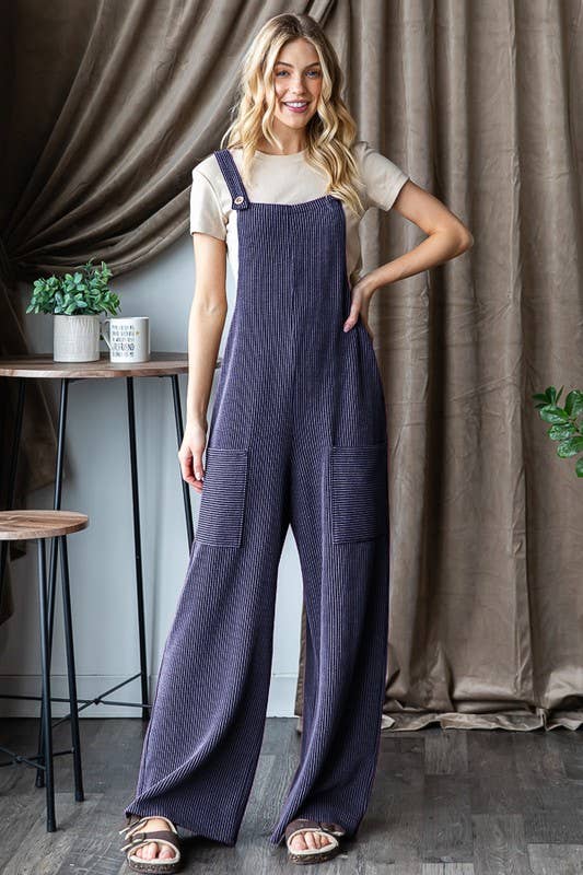 EP6810-10 SLEEVELESS SOLID URBAN RIBBED JUMPSUITS