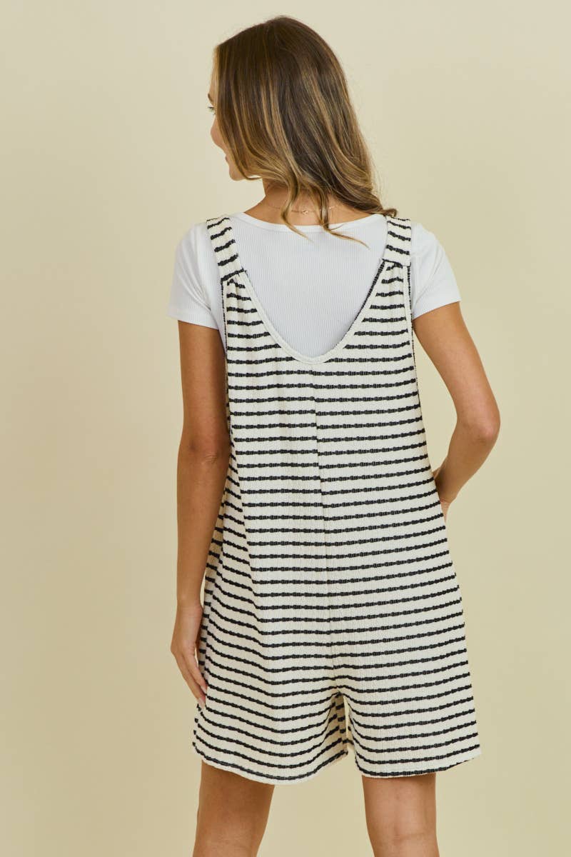 Stripes & Cream Pocket Romper