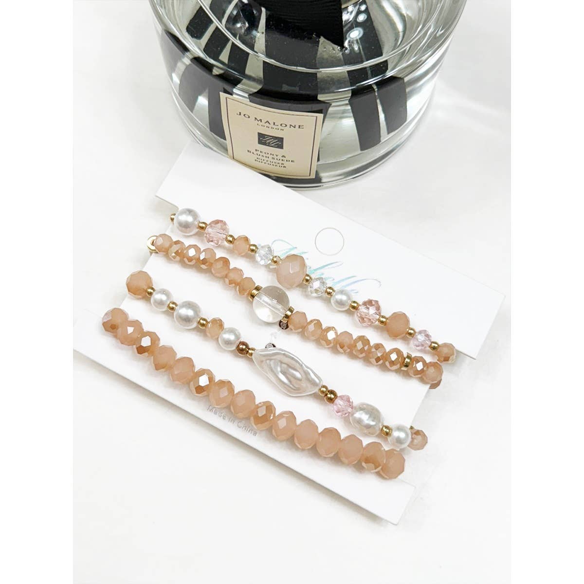 Blush & Pearl Beaded Bracelet Stack