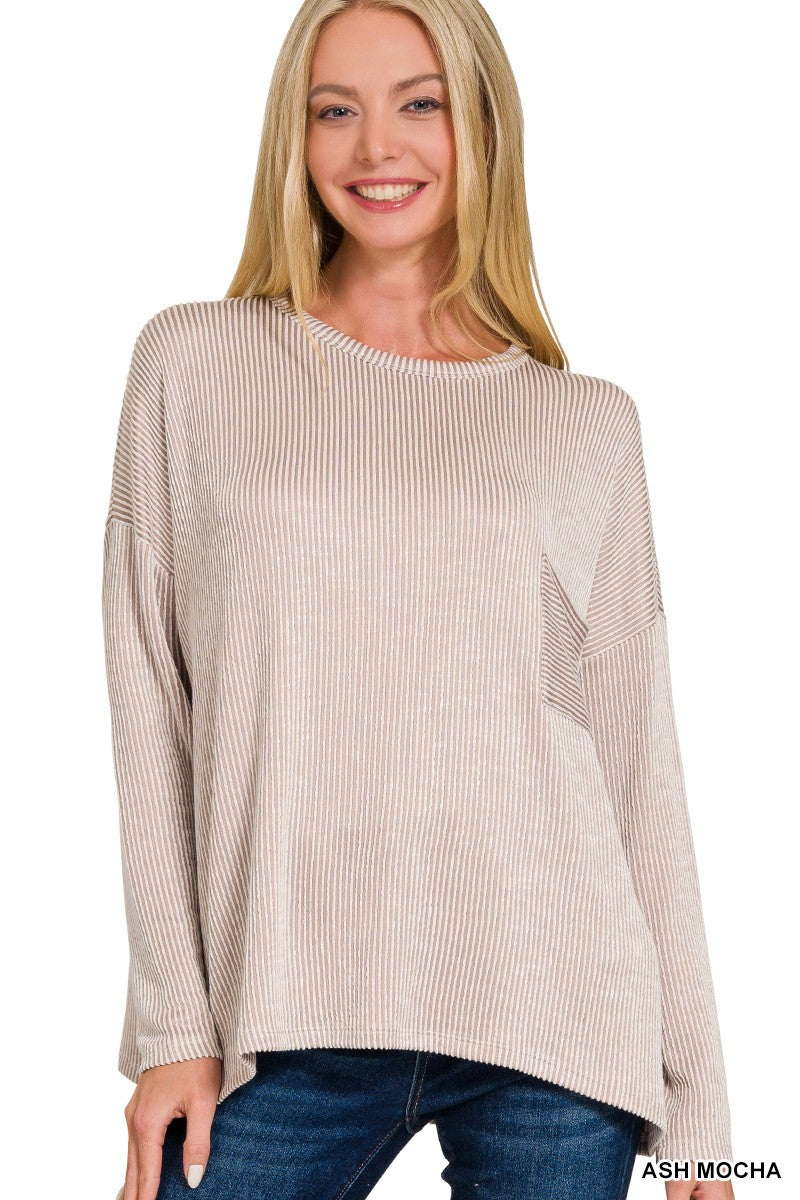Everyday Ribbed Stripe Oversized Top