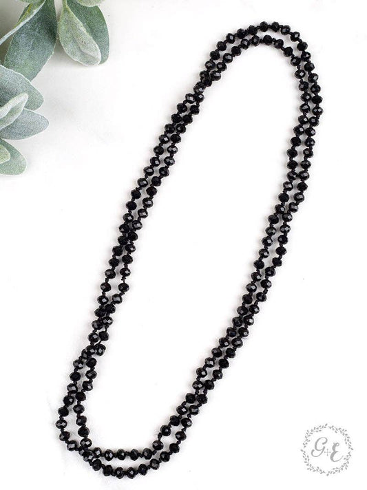 Essential Double Wrap Beaded Necklace – Black