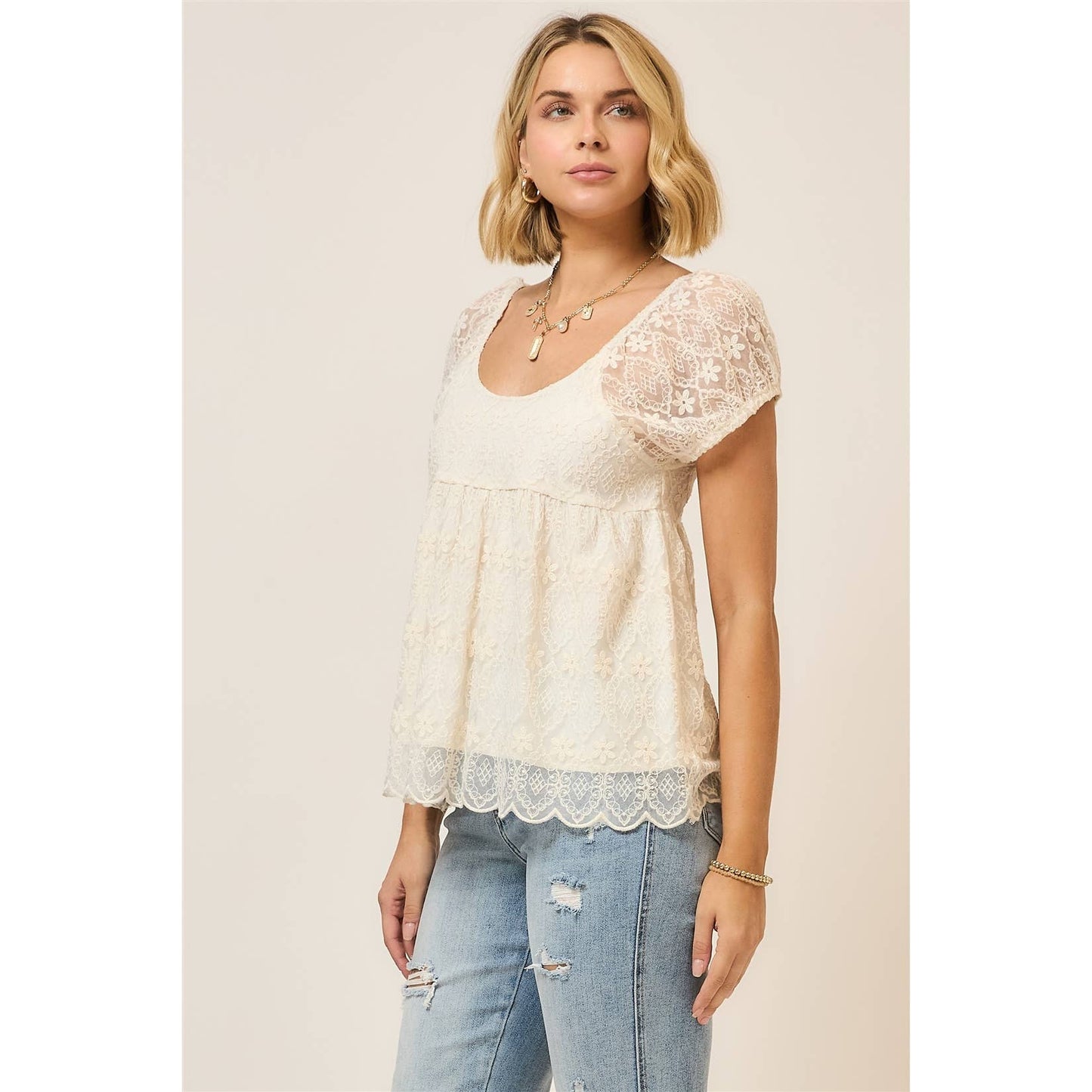 Amara Romantic Lace Babydoll Top