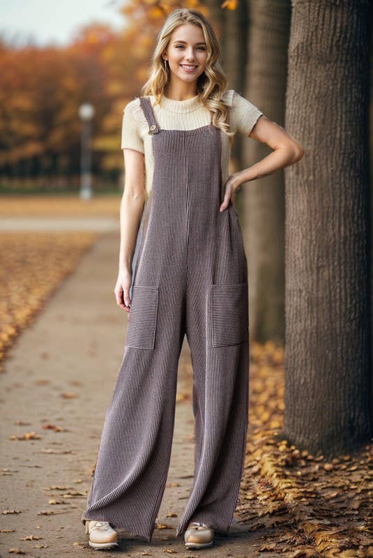 EP6810-10 SLEEVELESS SOLID URBAN RIBBED JUMPSUITS