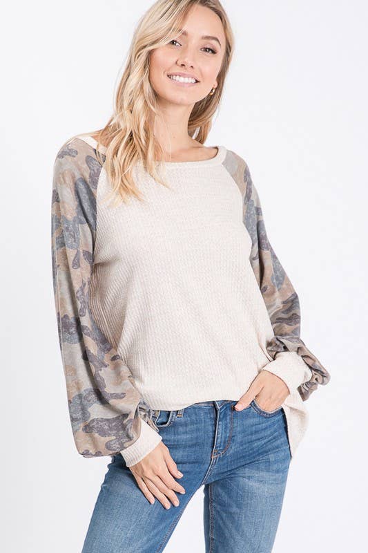 Cozy Meets Camo Top