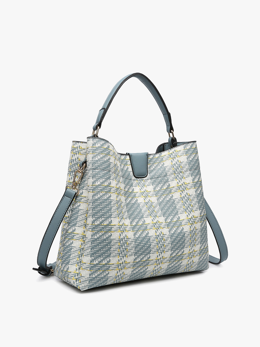 Tati Plaid Vegan Leather Satchel Bag