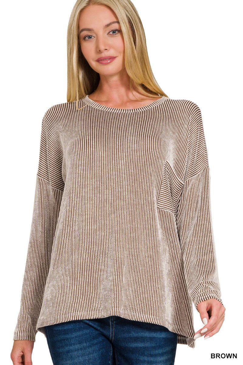 Everyday Ribbed Stripe Oversized Top