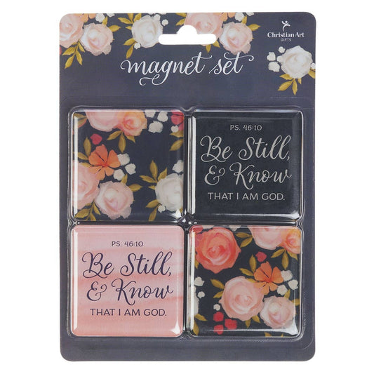 Be Still and Know Painted Peonies Magnet Set – Floral Faith Kitchen Magnets