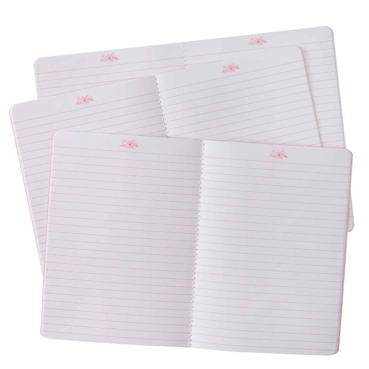He Leads Me Notebook Set – Pink Floral Christian Journals (3-Pack)