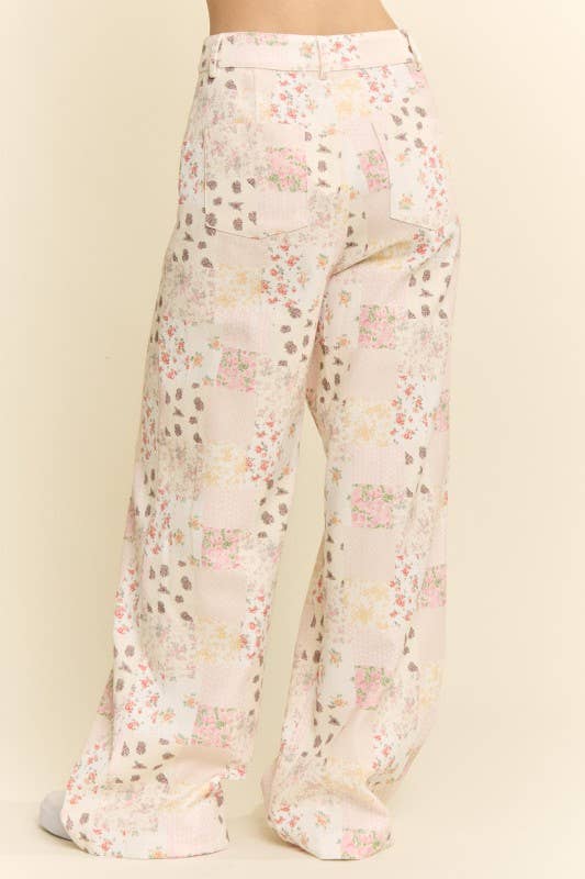 Blooming Patchwork Wide-Leg Pants