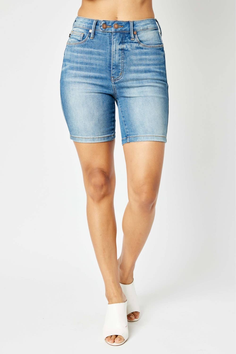 Judy Blue High-Waist Tummy Control Double Button Bermuda Shorts