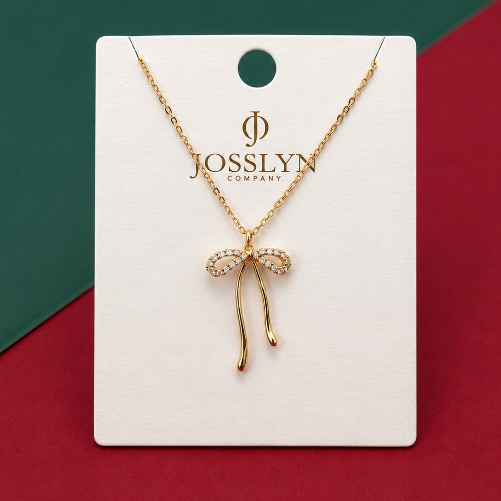 Dainty Rhinestone Bow Necklace