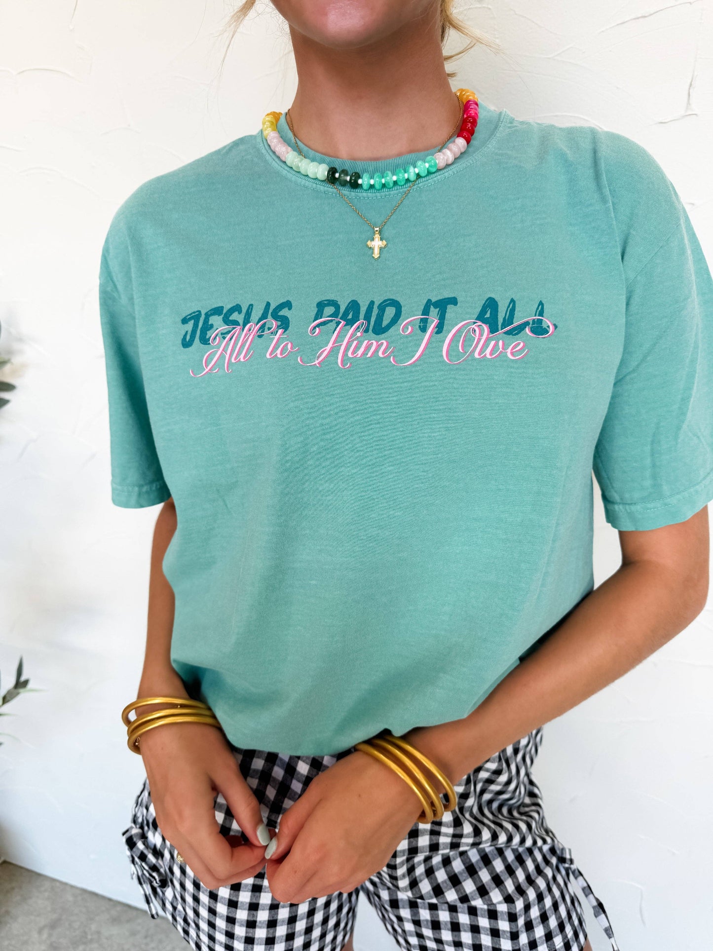 Jesus Paid It All Seafoam Comfort Colors T-Shirt