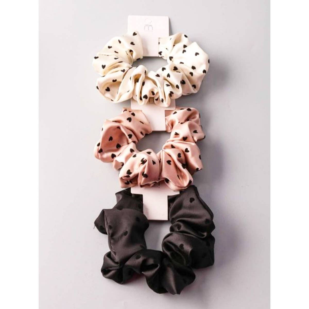 Heart Soft Tone Satin Scrunchies