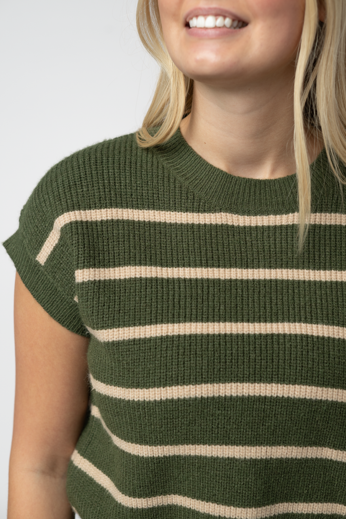Olive & Oatmeal Striped Sweater Top