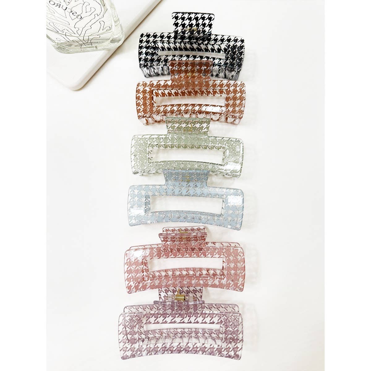 Houndstooth Rectangle Hair Claw Clip