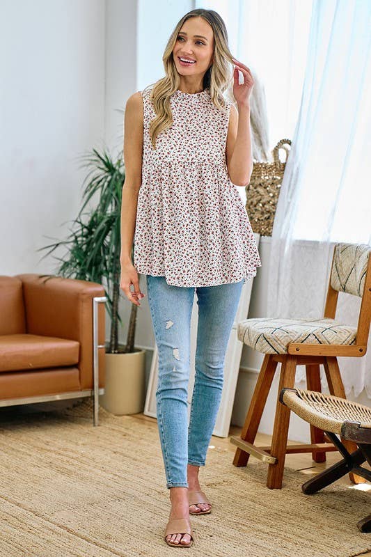 Floral Daydream Mockneck Tunic Tank
