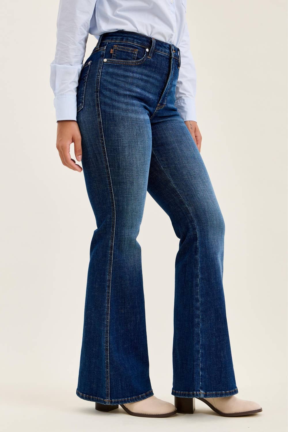 Judy Blue Charlotte Tummy Control Flare Jeans – Dark Indigo
