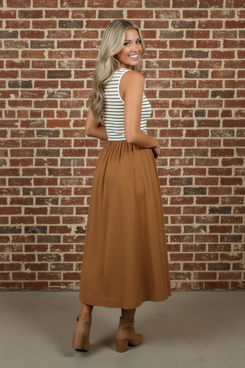 Stripe Colorblock Patchwork Sleeveless Maxi Dress