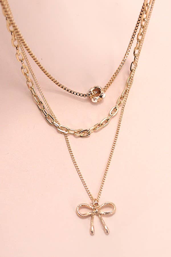 Golden Bow Layered Necklace