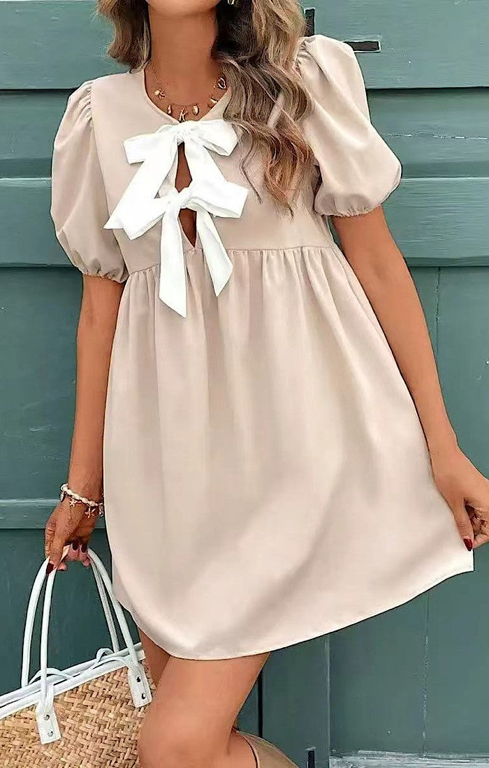 Grace & Charm Bow Front Babydoll Dress