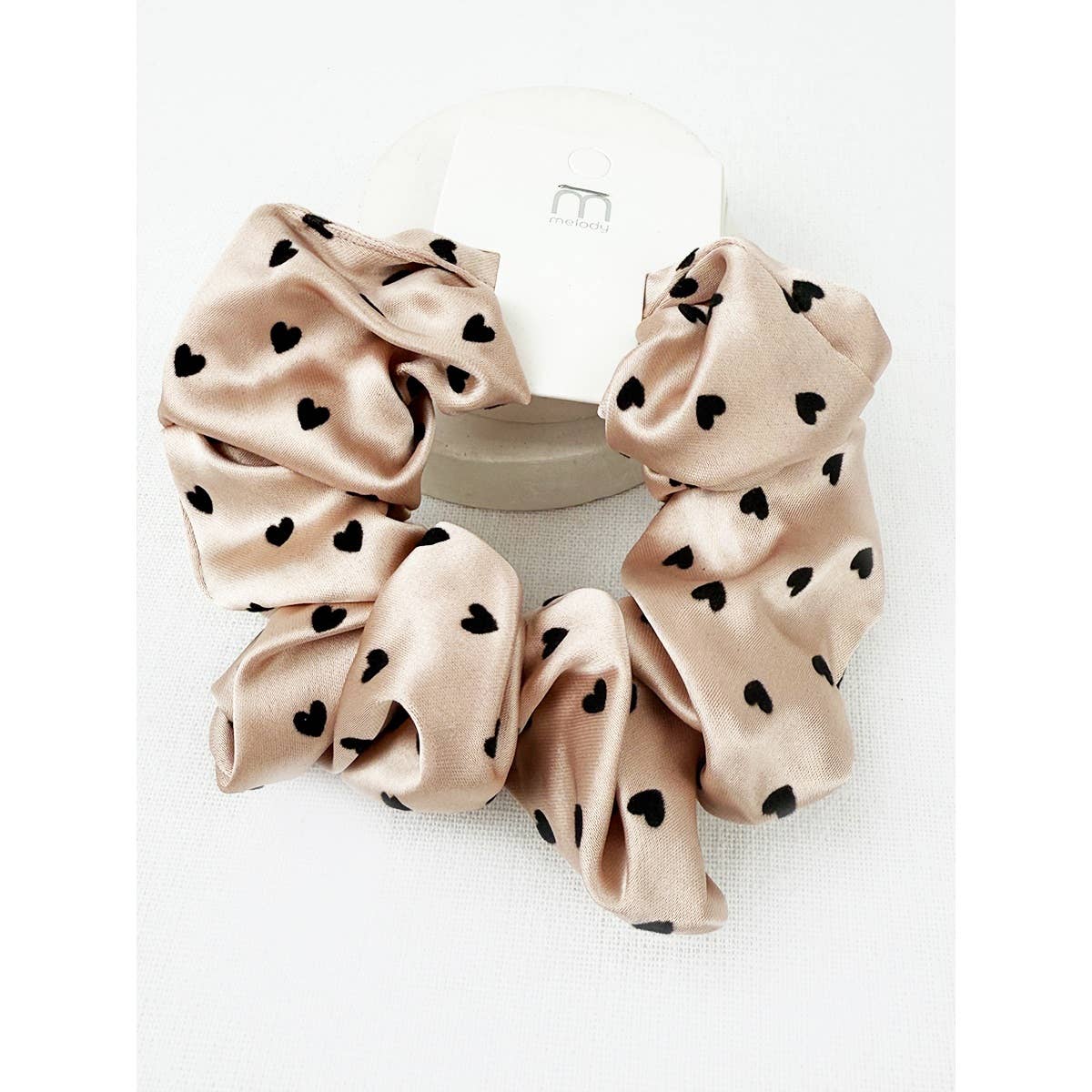 Heart Soft Tone Satin Scrunchies