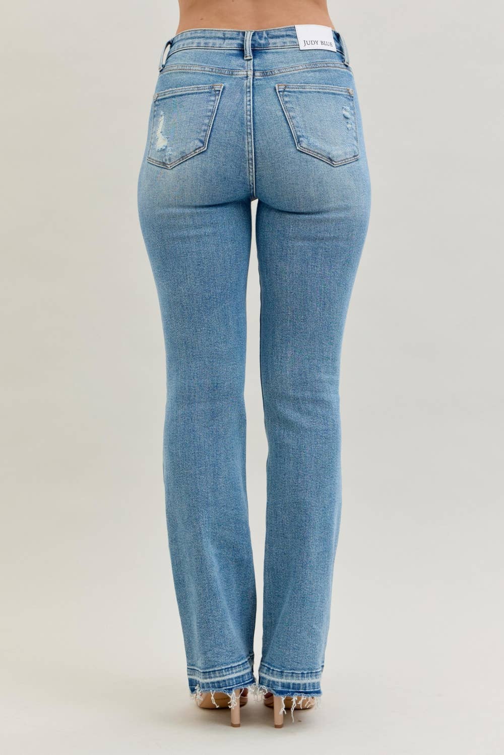 Judy Blue Mid-Rise Destroyed Bootcut Jeans – Released Hem Distressed Denim