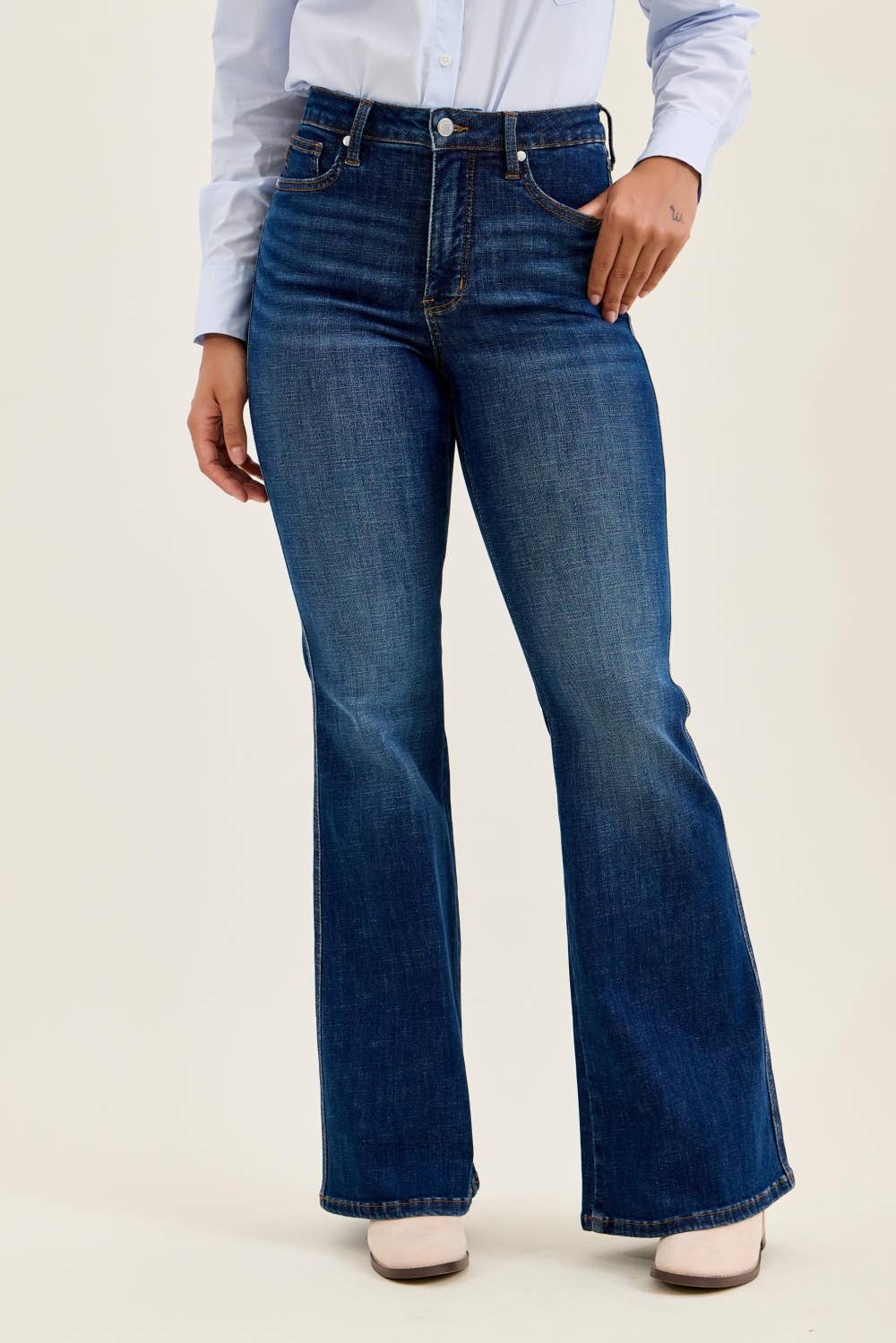 Judy Blue Charlotte Tummy Control Flare Jeans – Dark Indigo