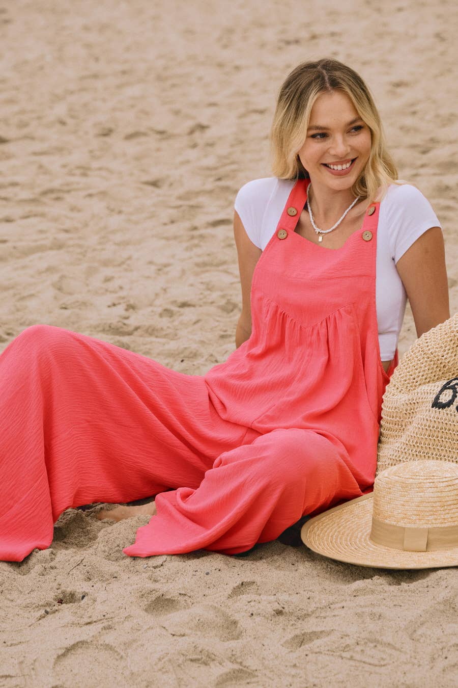 Solid Button Sling Jumpsuit