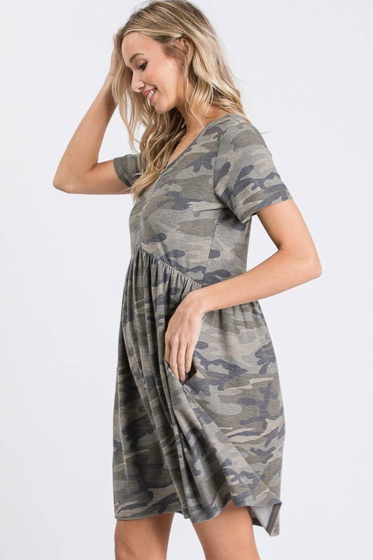 Camo Comfort Babydoll Dress