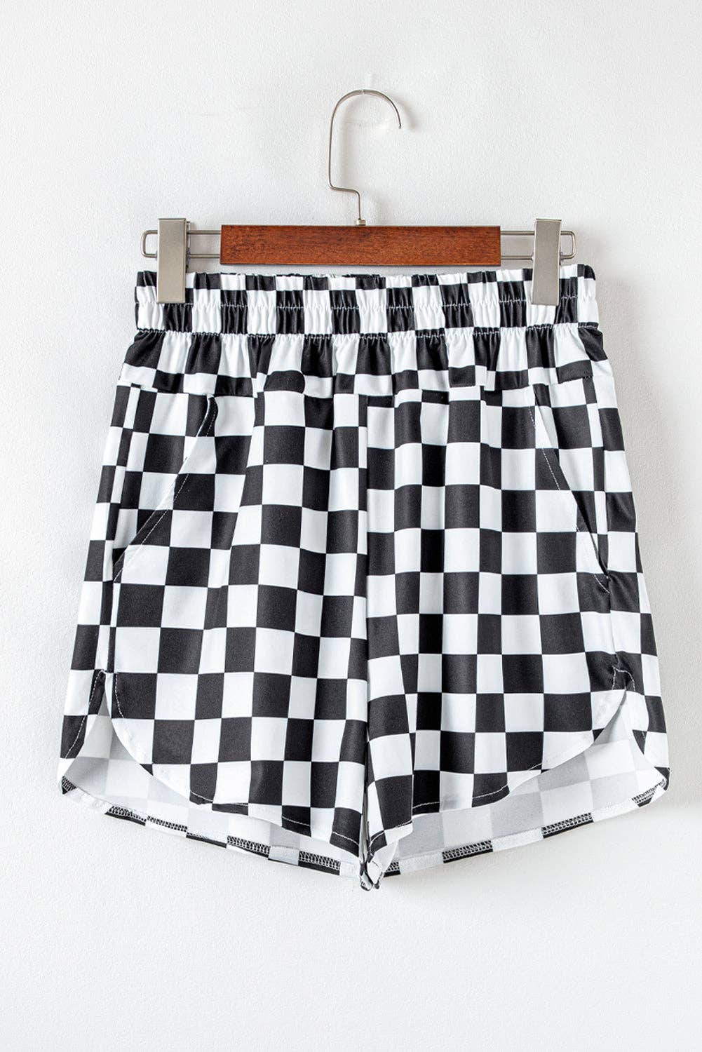 Checkered High-Waist Shorts