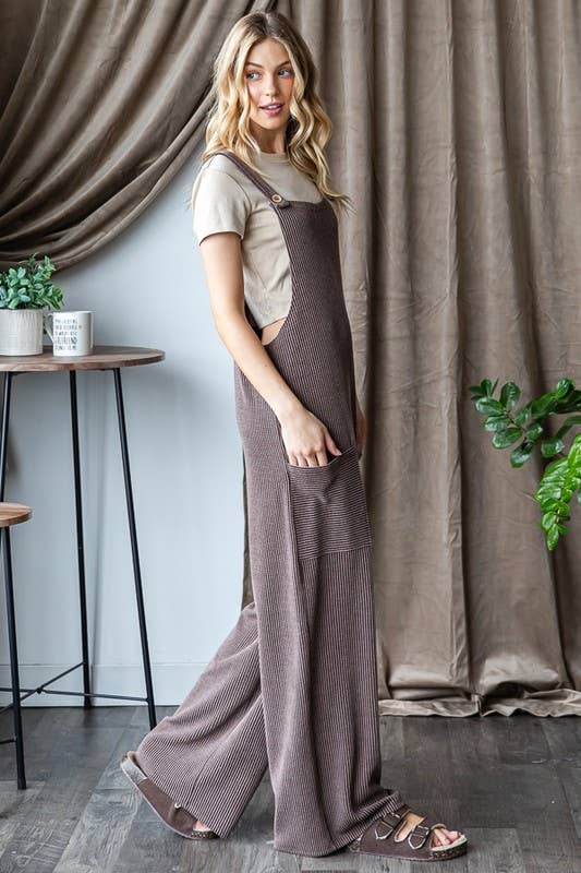 EP6810-10 SLEEVELESS SOLID URBAN RIBBED JUMPSUITS