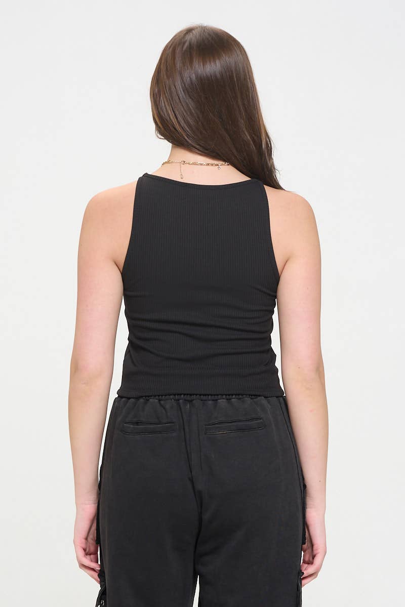 Ribbed Halter Neck Tank Top