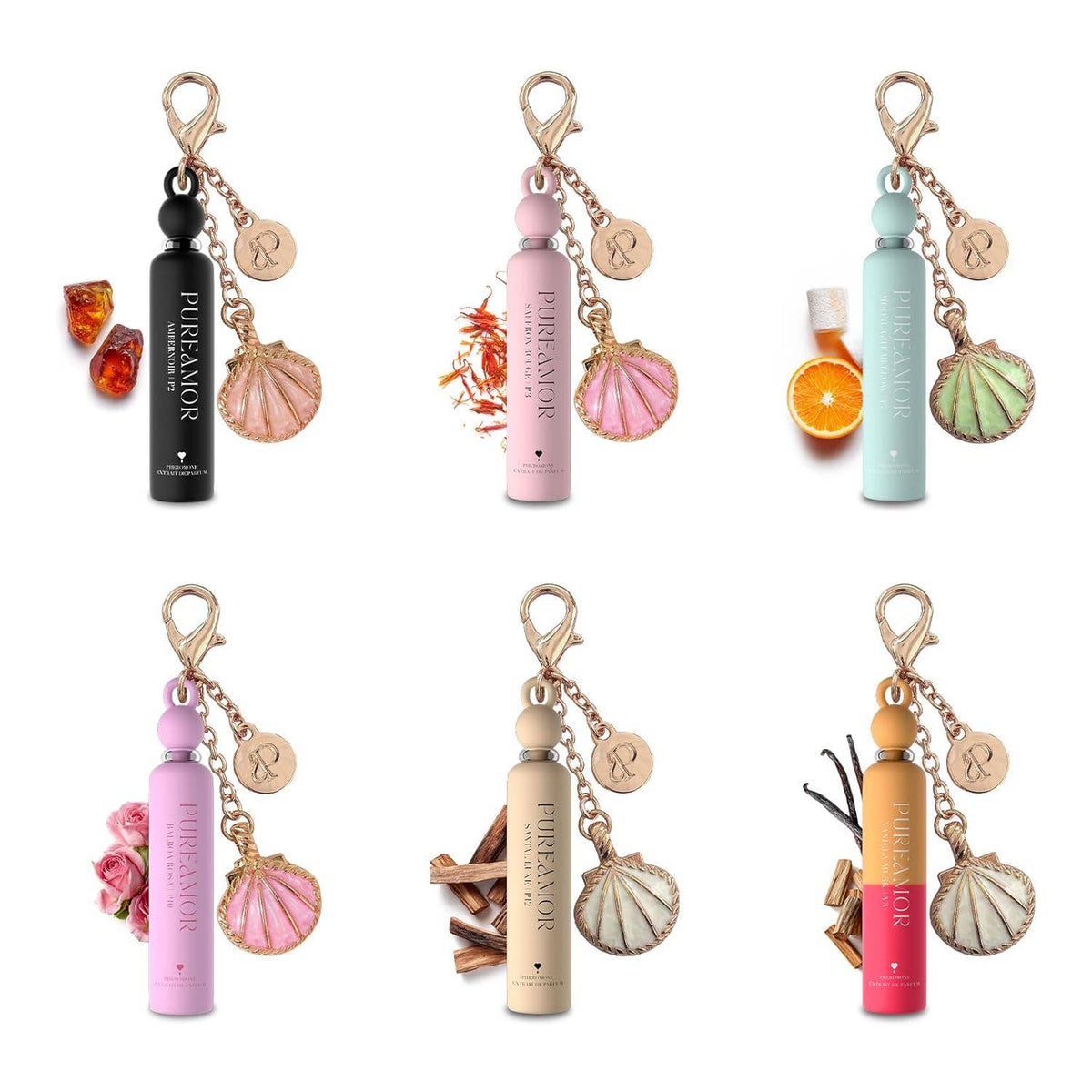Mini Keychain Perfume Wood Metal Hanging - 6 Scents | 2ml×48