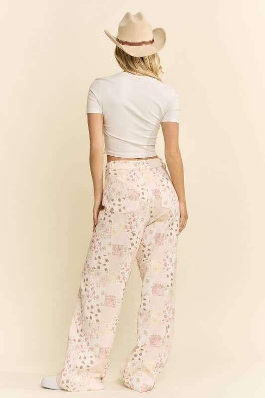 Blooming Patchwork Wide-Leg Pants