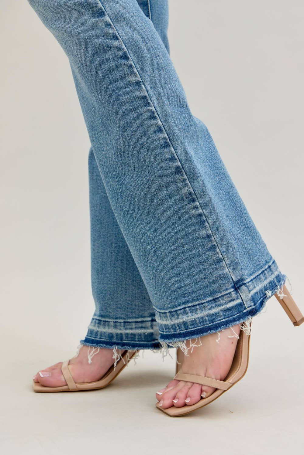 Judy Blue Mid-Rise Destroyed Bootcut Jeans – Released Hem Distressed Denim