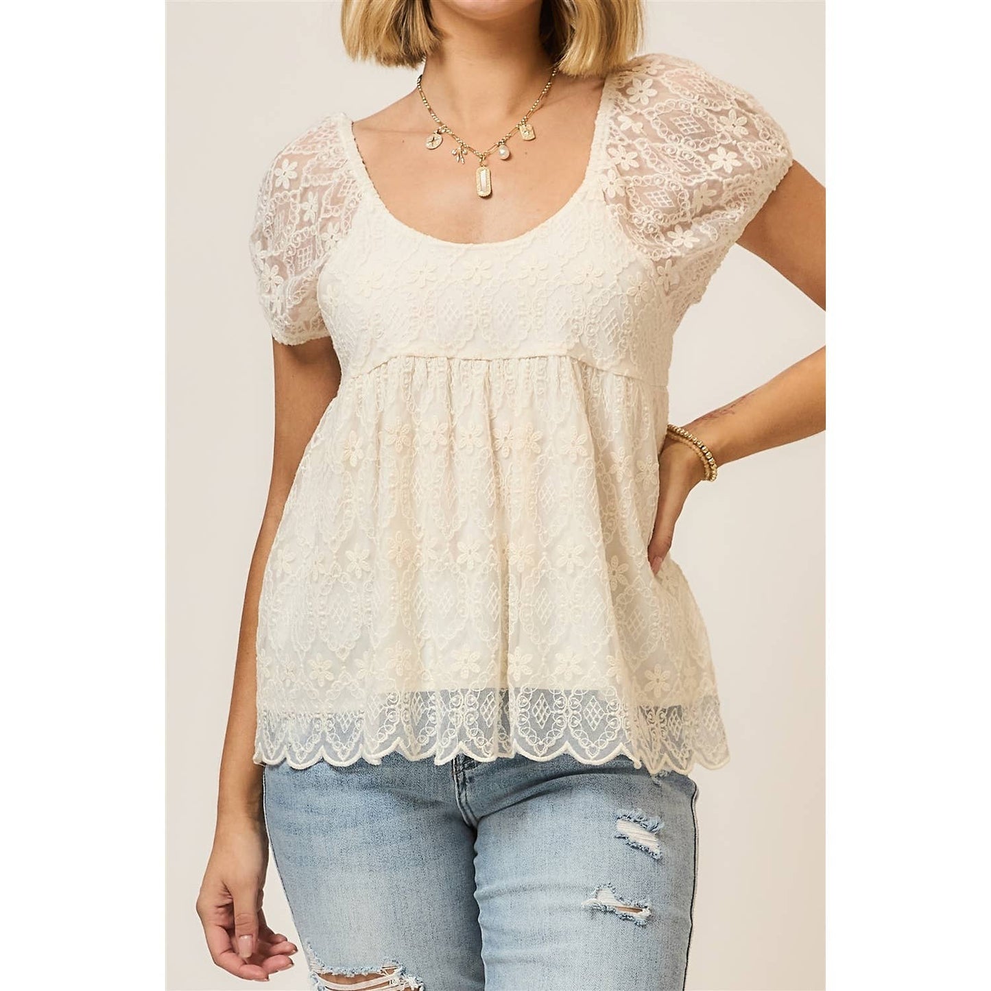 Amara Romantic Lace Babydoll Top