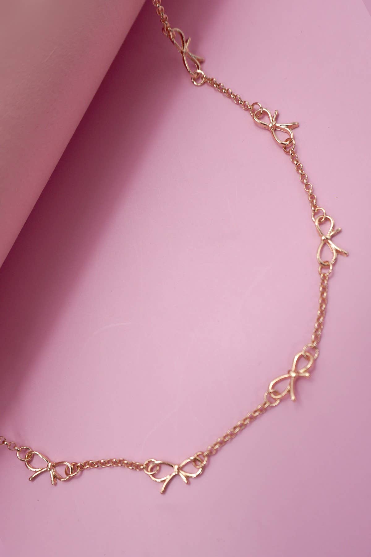 Double Layer Bow Heart Station Necklace