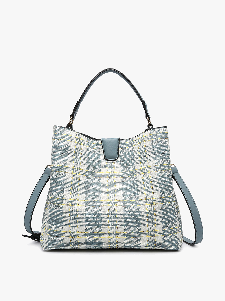 Tati Plaid Vegan Leather Satchel Bag