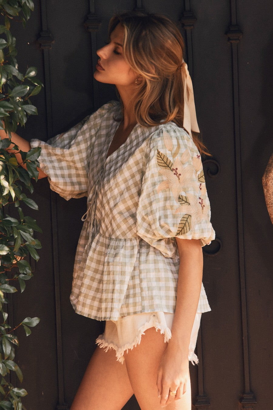 Meadow Gingham Peplum Blouse